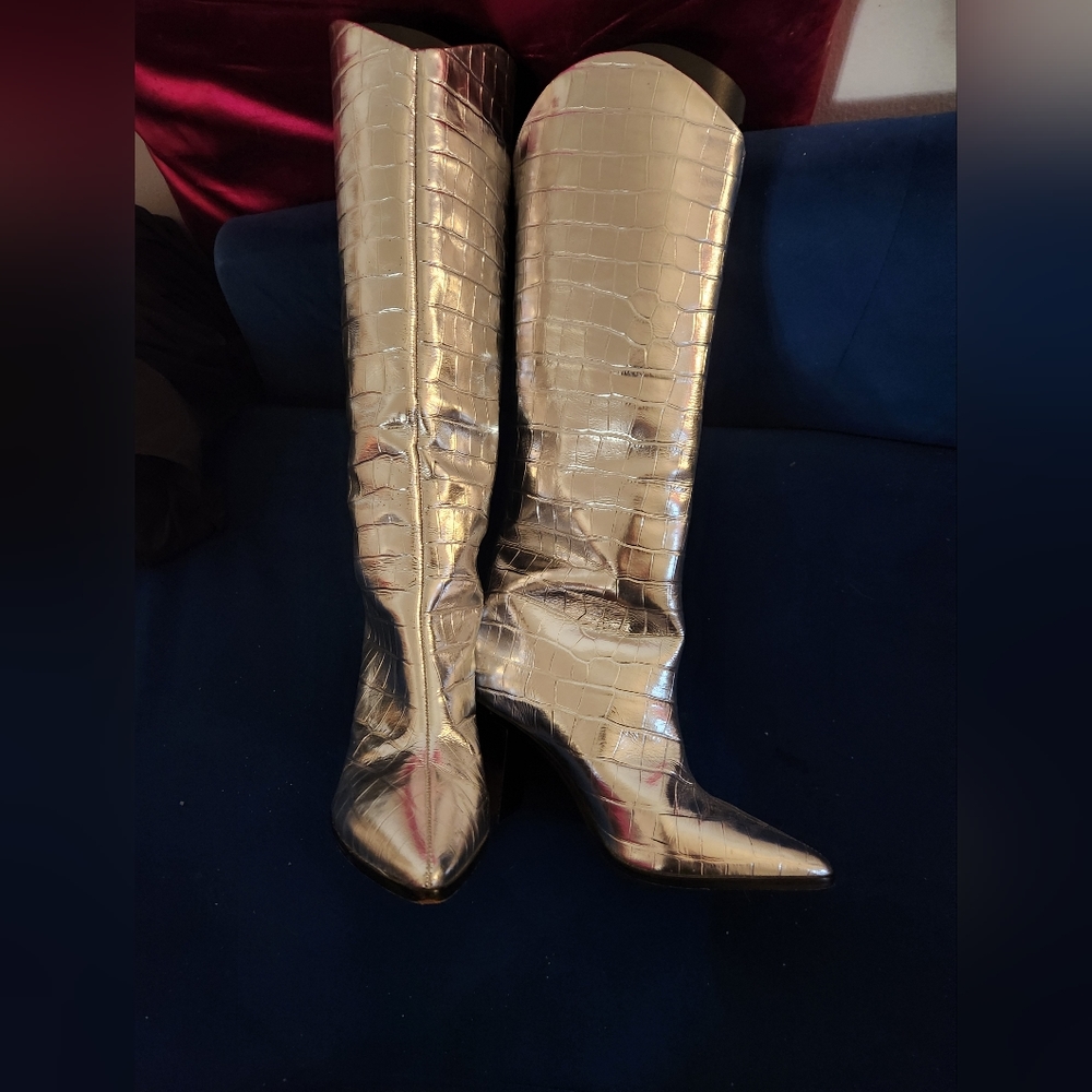Schutz Analeah Silver Metallic leather boots
